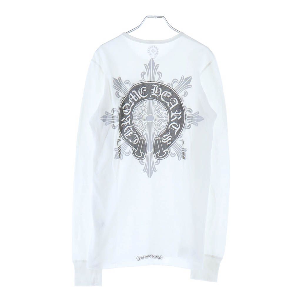 Chrome Hearts Vintage CH L S Tee Back Floral Horse Shoe Print Crew Neck Long