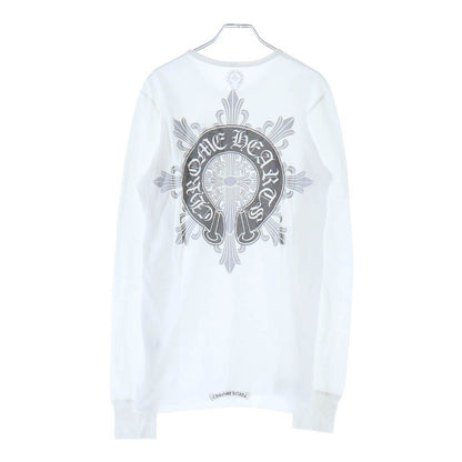 Chrome Hearts Vintage CH L S Tee Back Floral Horse Shoe Print Crew Neck Long