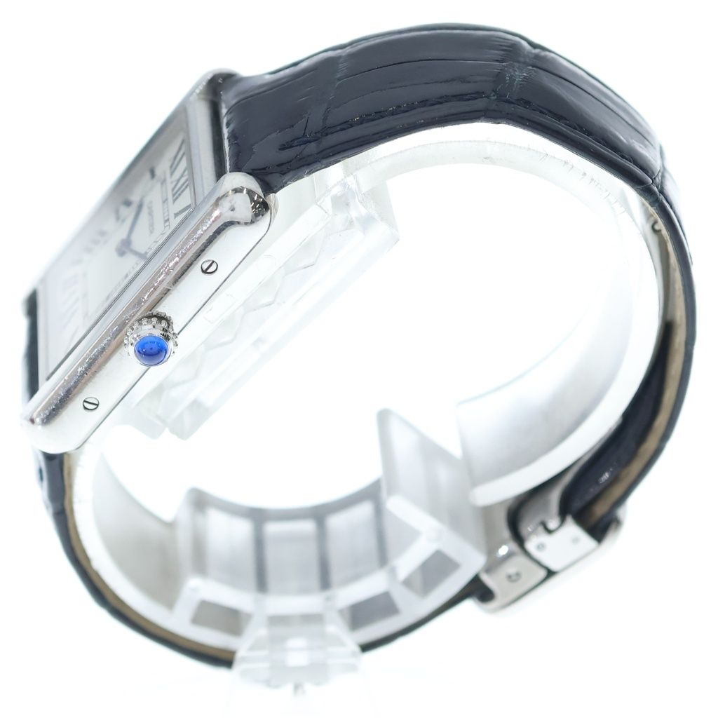 Cartier Tank Solo SM Silver Dial SS Leather Quartz Stainless Steel Watch — view 3