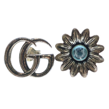 Gucci GG Marmont Flower Color Stone Stud Earrings Silver