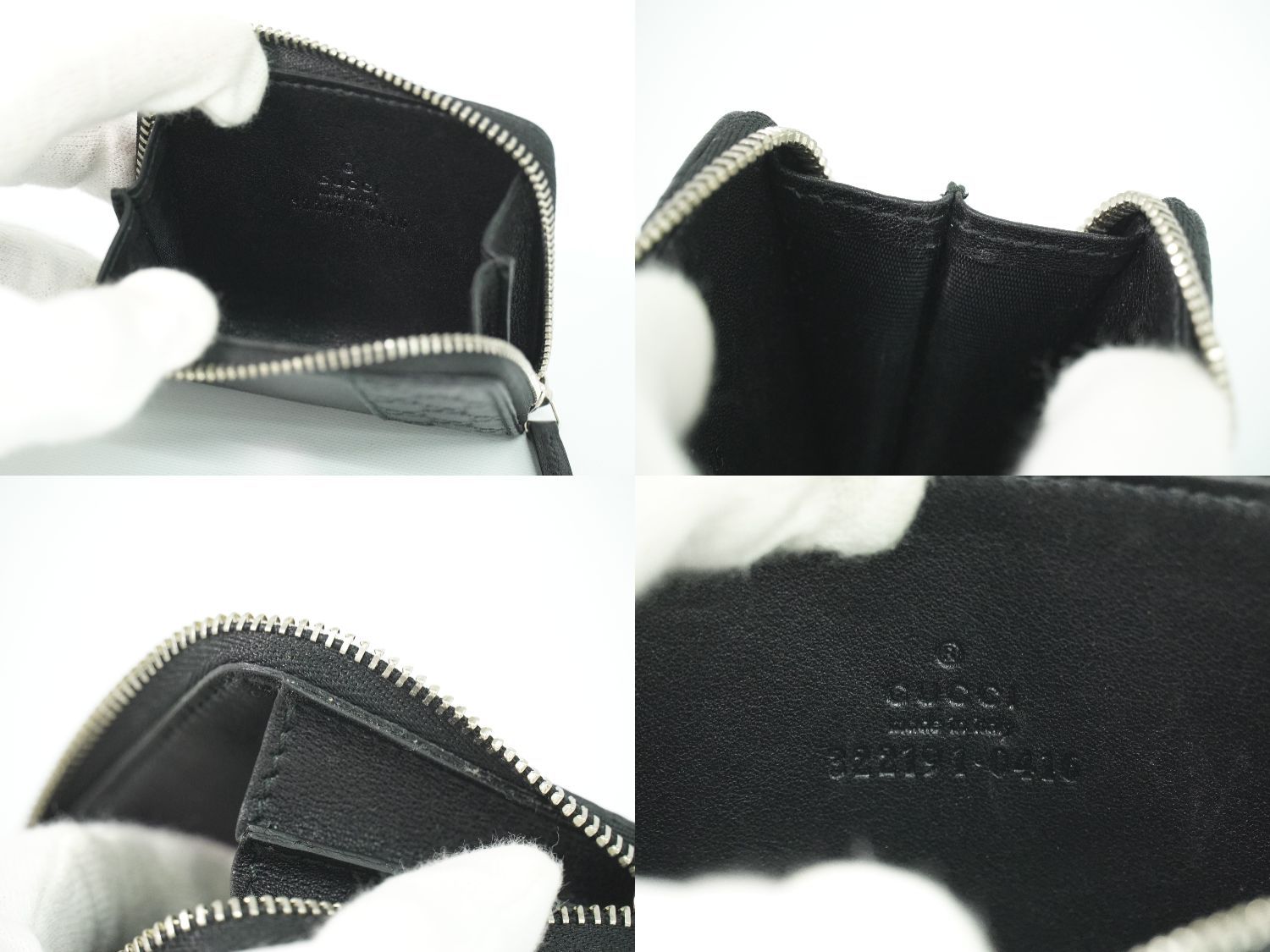 Gucci Guccissima Leather Zip Around Coin Purse Black — view 9