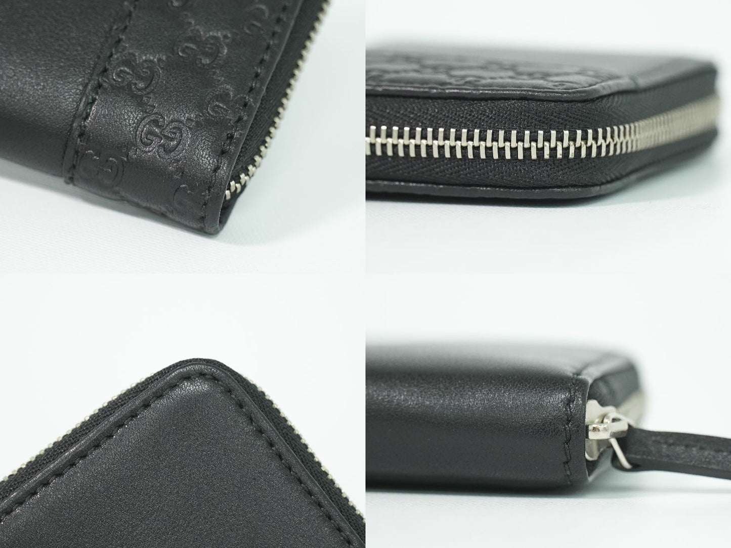 Gucci Guccissima Leather Zip Around Coin Purse Black — view 8