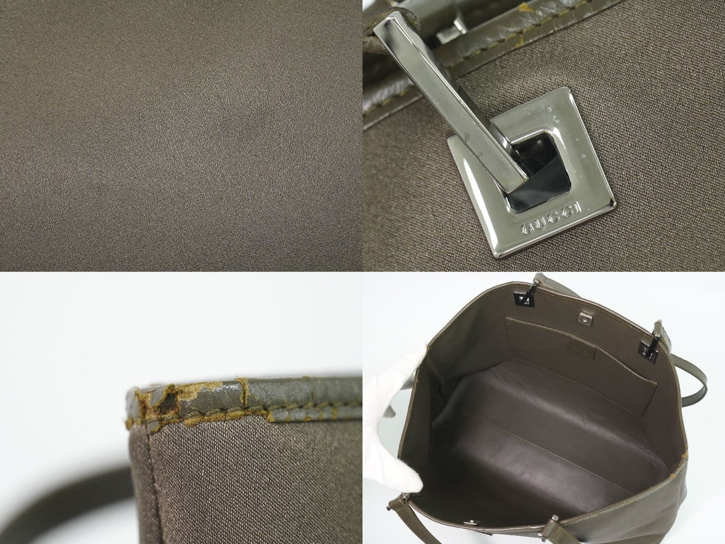 Gucci Satin Shoulder Bag Tote Brown — view 8
