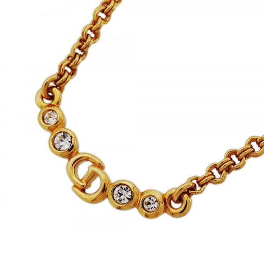 Dior Necklace CD Logo Gold Plated Rhinestone