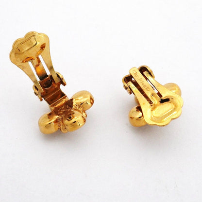 Dior Earrings Flower Motif Gold Plated Faux Pearl Rhinestone — view 3
