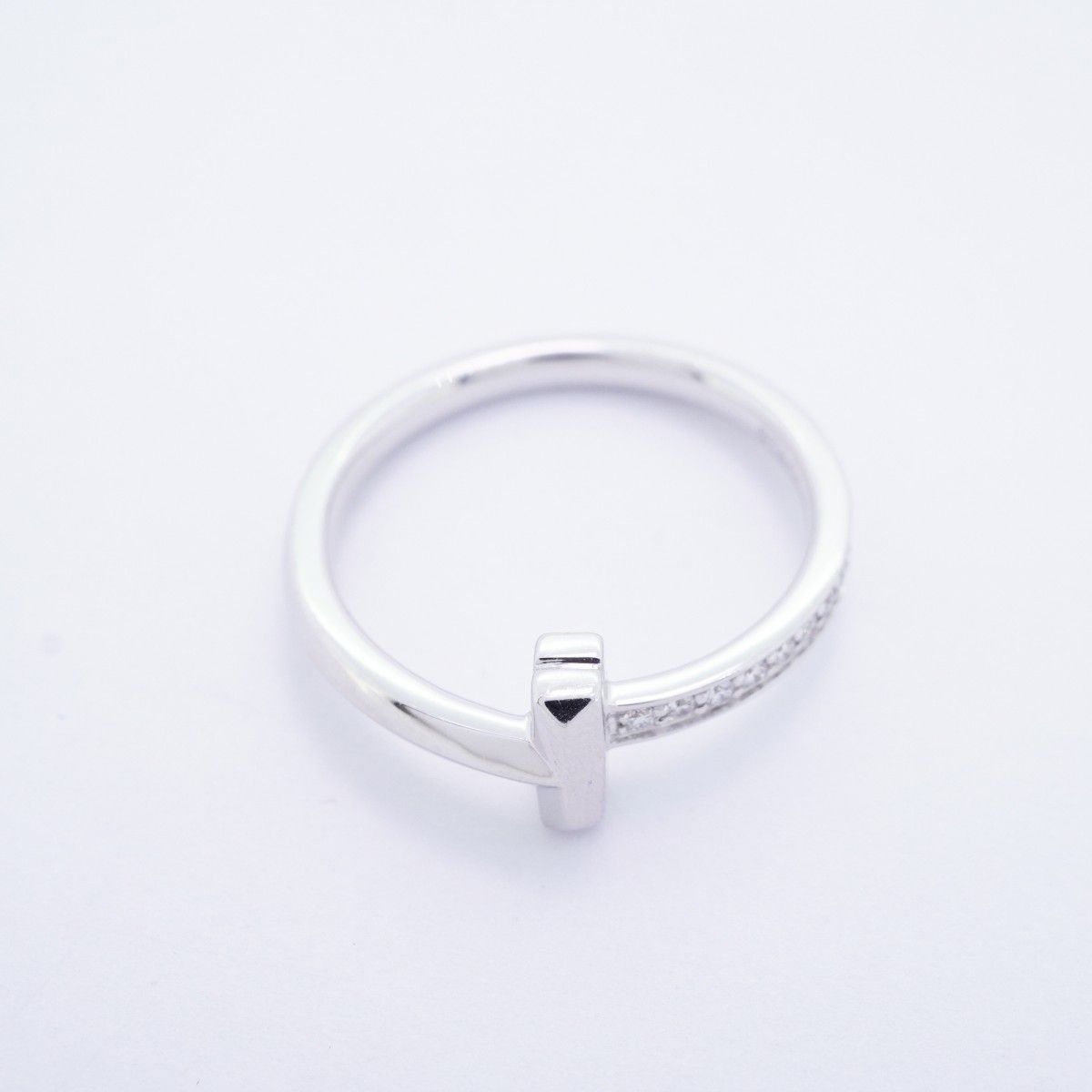 Tiffany & Co Ring T One 18k White Gold Diamond — view 3