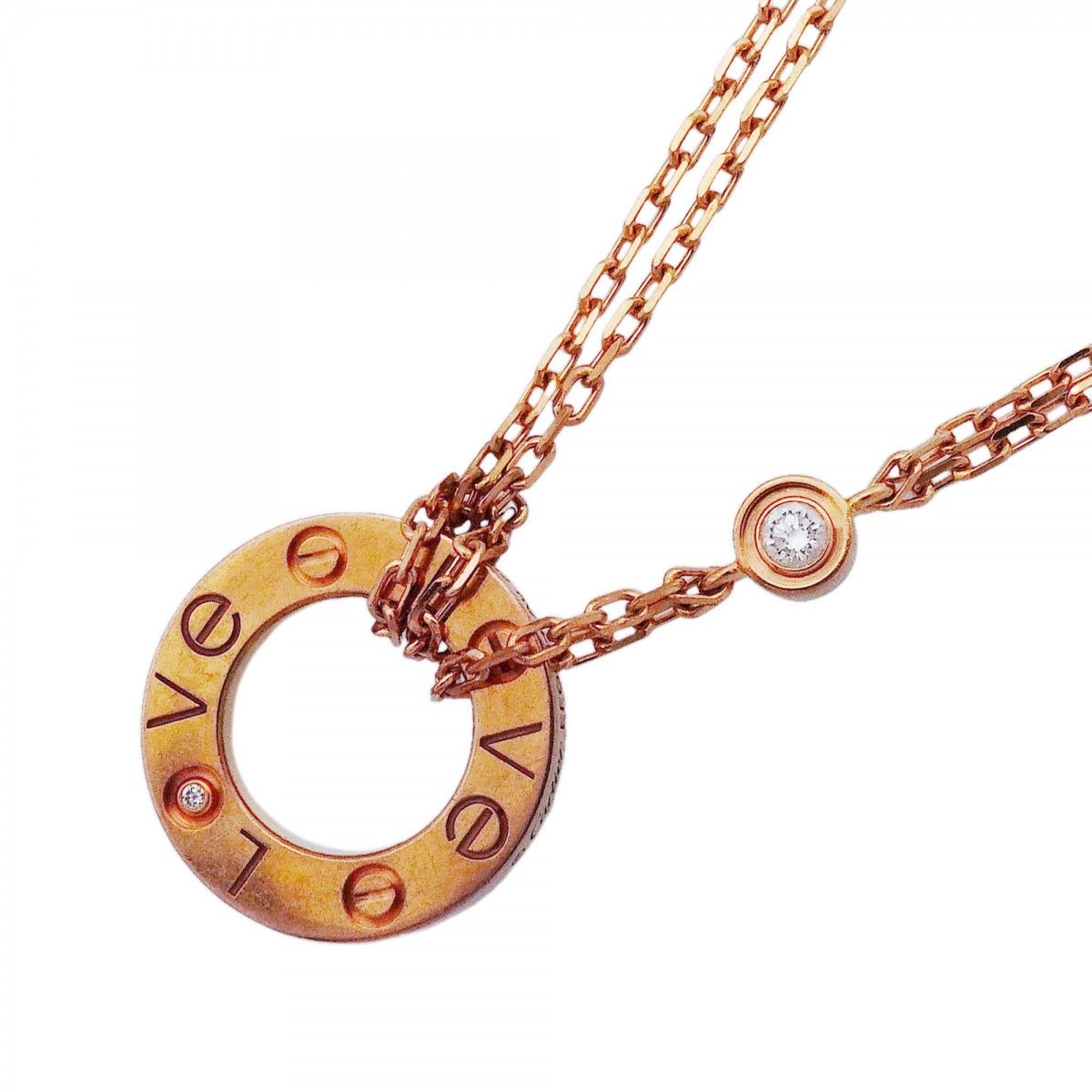 Cartier Necklace Love Circle 18k Pink Gold Diamond