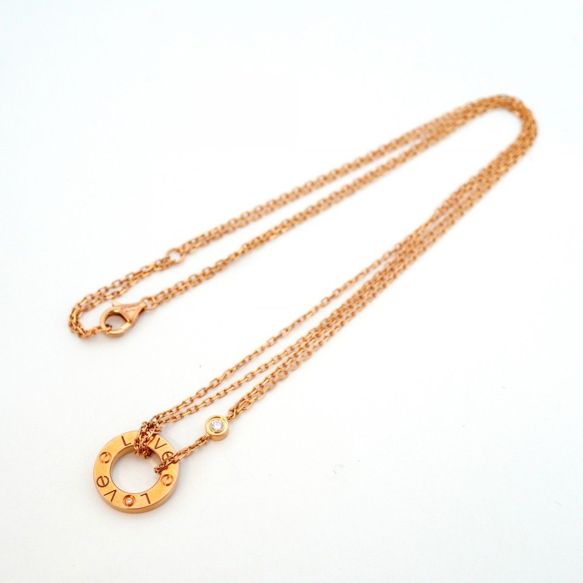 Cartier Necklace Love Circle 18k Pink Gold Diamond — view 3