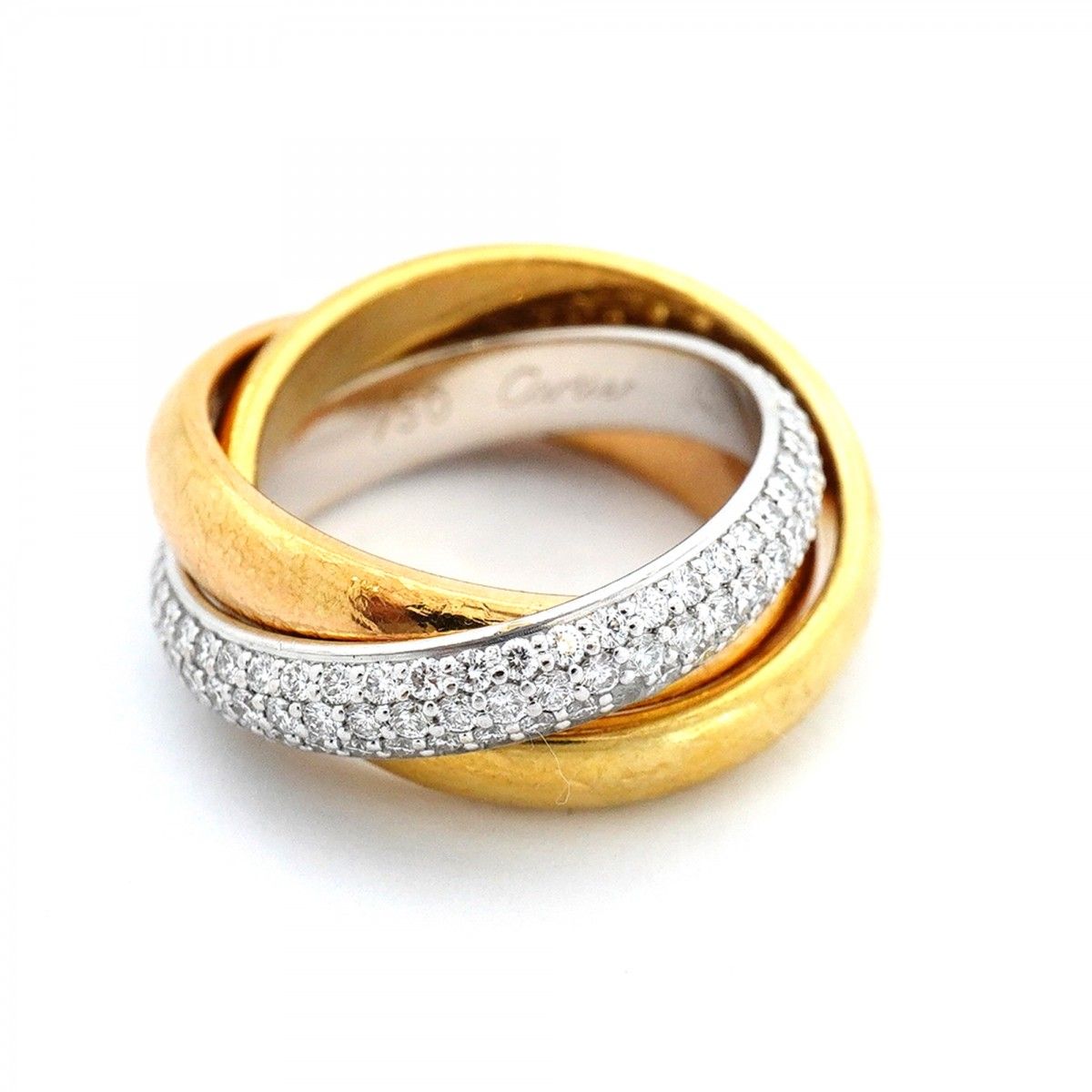 Cartier Ring Trinity 18k Yellow Gold 18k White 18k Pink Diamond — view 3