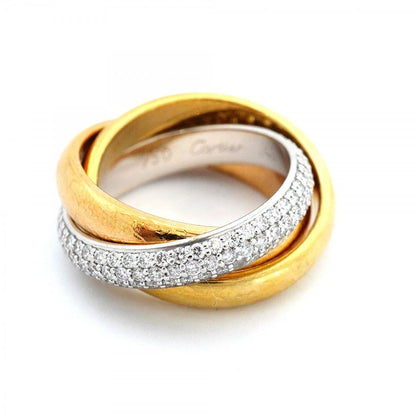 Cartier Ring Trinity 18k Yellow Gold 18k White 18k Pink Diamond — view 3