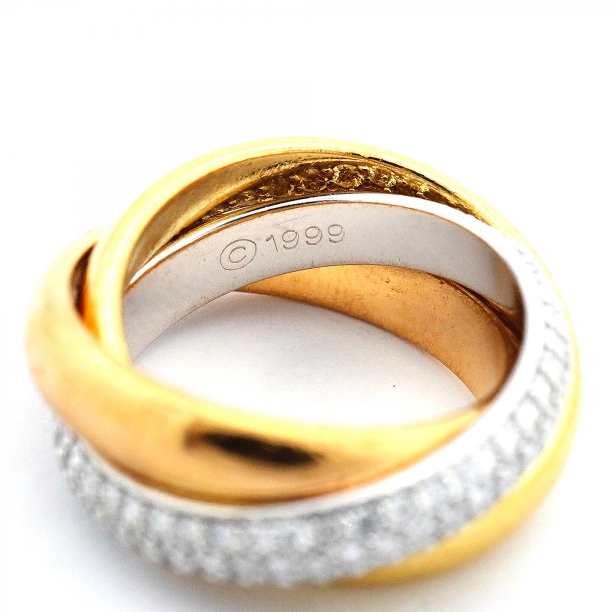 Cartier Ring Trinity 18k Yellow Gold 18k White 18k Pink Diamond — view 6