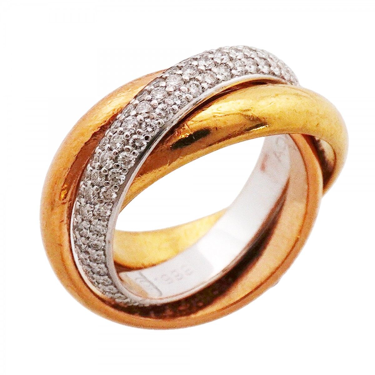 Cartier Ring Trinity 18k Yellow Gold 18k White 18k Pink Diamond