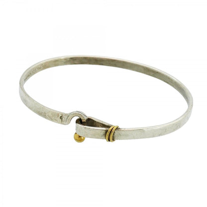 Tiffany & Co Bangle Hook Eye 18k Yellow Gold 925 Sterling Silver Bracelet