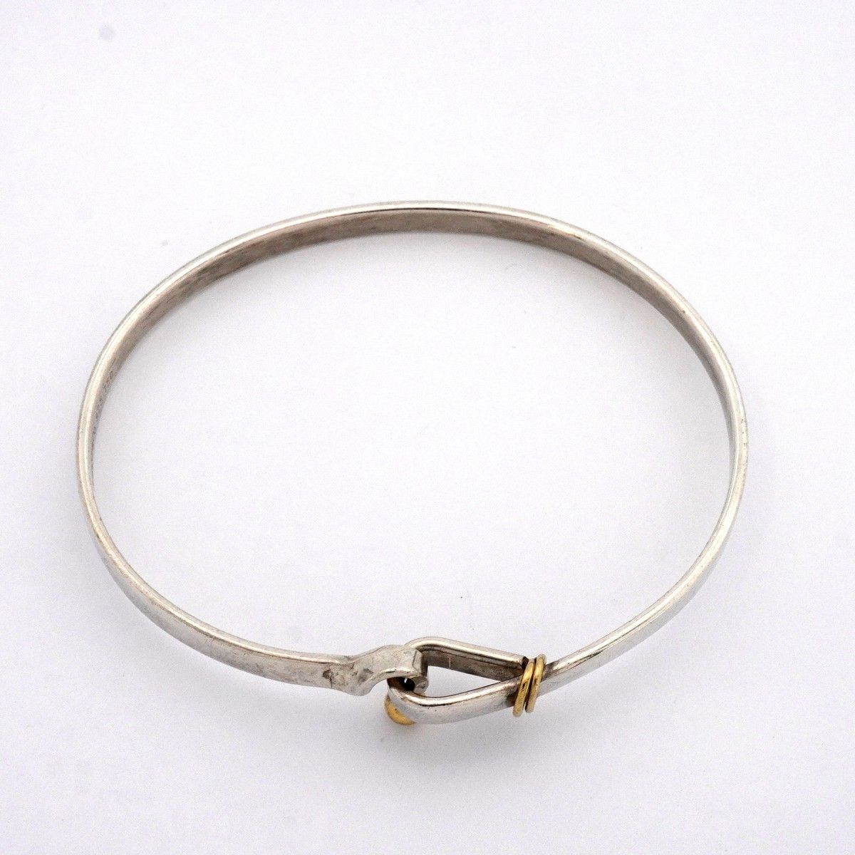 Tiffany & Co Bangle Hook Eye 18k Yellow Gold 925 Sterling Silver Bracelet — view 3