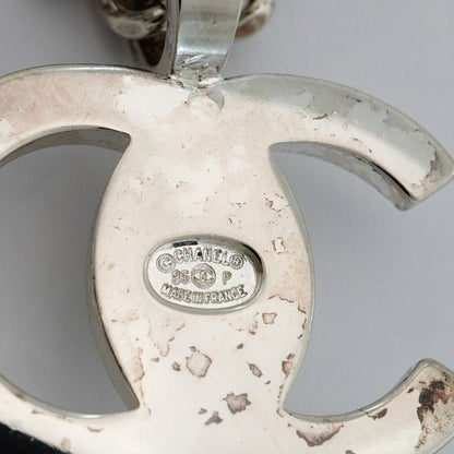 Chanel Necklace Vintage CC Logo Turnlock Metal Silver — view 5