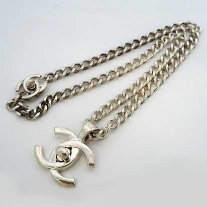Chanel Necklace Vintage CC Logo Turnlock Metal Silver — view 3