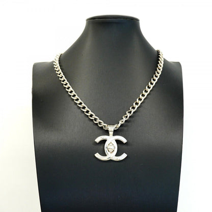 Chanel Necklace Vintage CC Logo Turnlock Metal Silver — view 6