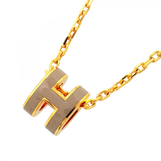Hermes Necklace Pop Mini Gold Plated Beige