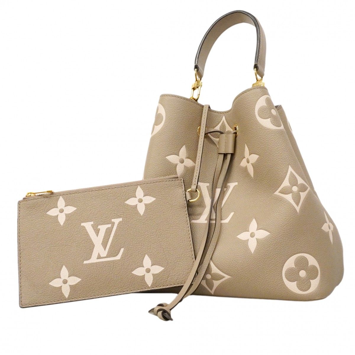 Louis Vuitton Handbag Monogram Empreinte Bicolor Neo Noe Tourtelle Cream