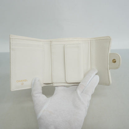 Chanel Trifold Wallet Quilted Caviar Leather White Gold — view 3