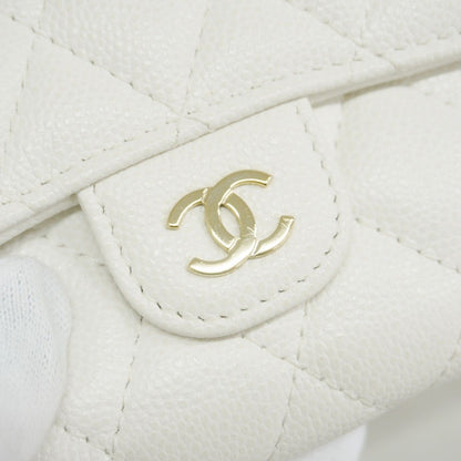 Chanel Trifold Wallet Quilted Caviar Leather White Gold — view 7