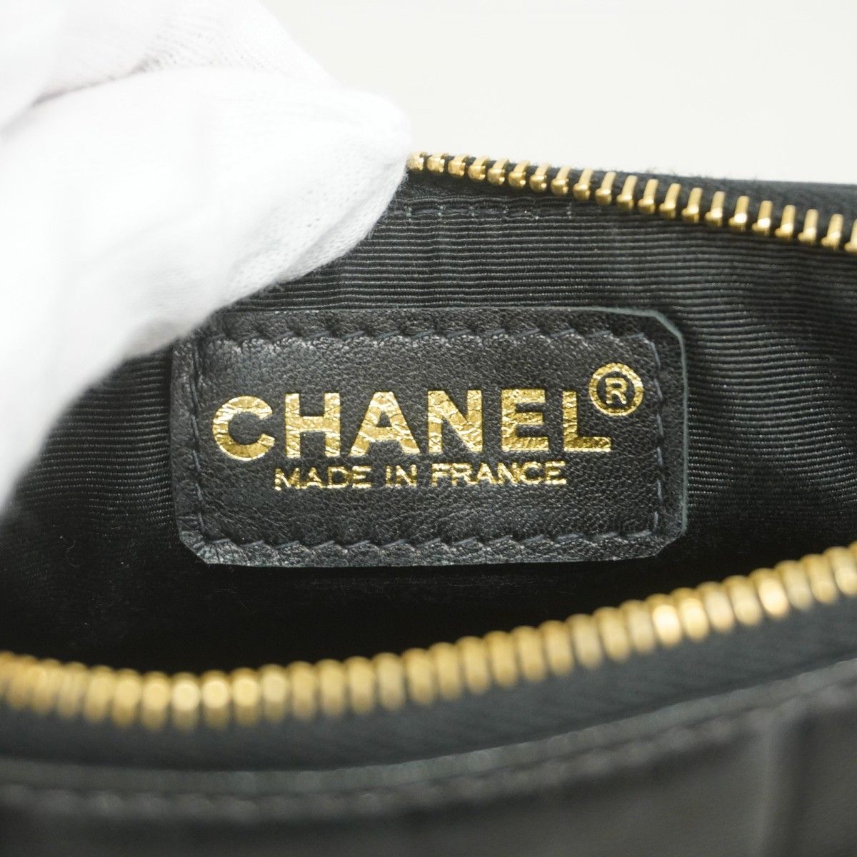 Chanel Pen Case Choco Bar Lambskin Black Gold — view 5