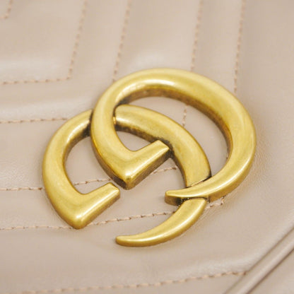 Gucci Shoulder Bag GG Marmont Leather Brown Gold — view 7