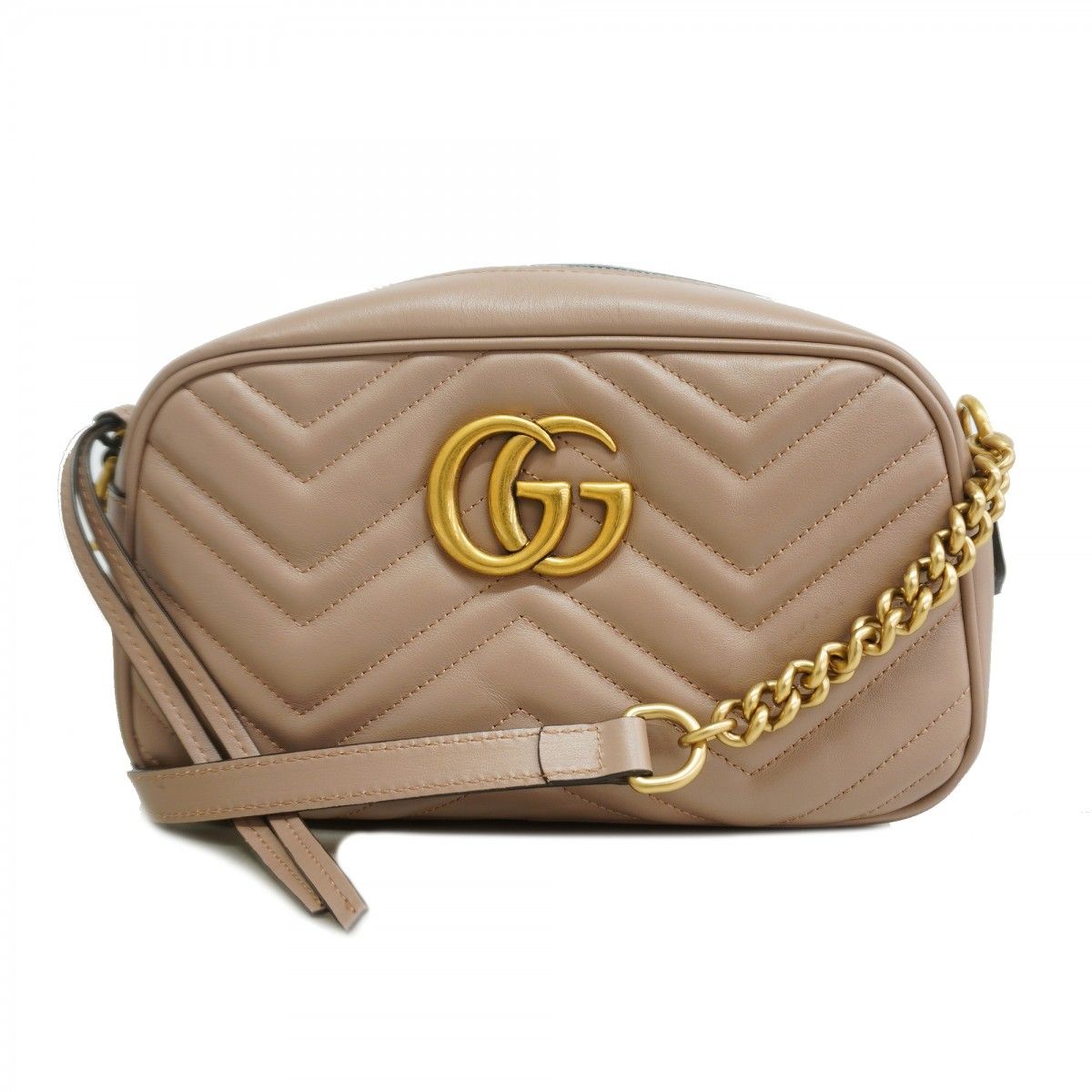 Gucci Shoulder Bag GG Marmont Leather Brown Gold