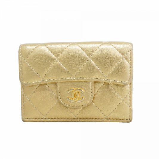 Chanel Trifold Wallet Quilted Lambskin Gold