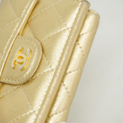 Chanel Trifold Wallet Quilted Lambskin Gold — view 7