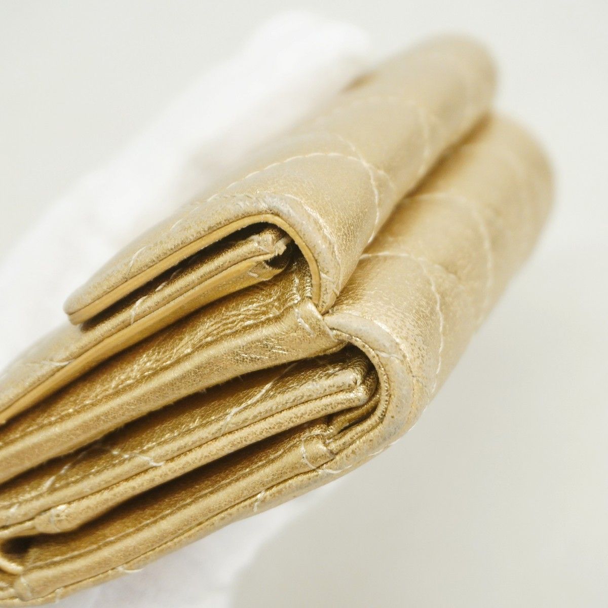 Chanel Trifold Wallet Quilted Lambskin Gold — view 5