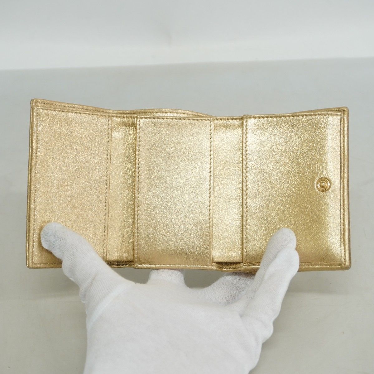 Chanel Trifold Wallet Quilted Lambskin Gold — view 3