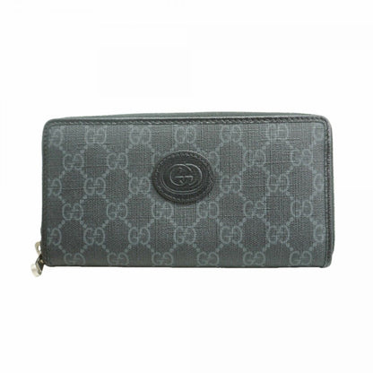 Gucci Wallet GG Supreme Interlocking Leather Black Silver