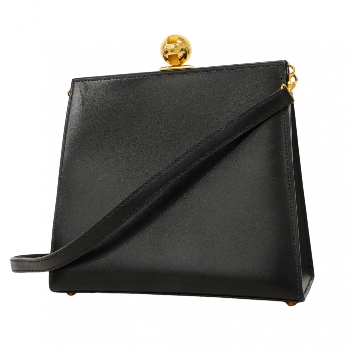 Hermes Shoulder Bag Box Calf Black Gold