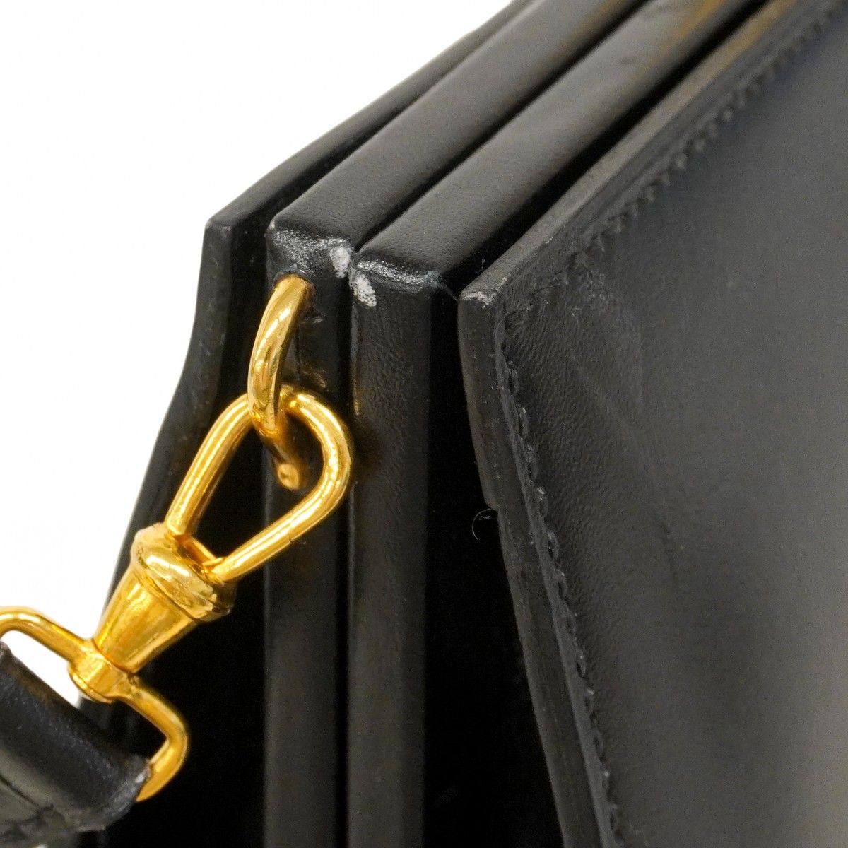 Hermes Shoulder Bag Box Calf Black Gold — view 6