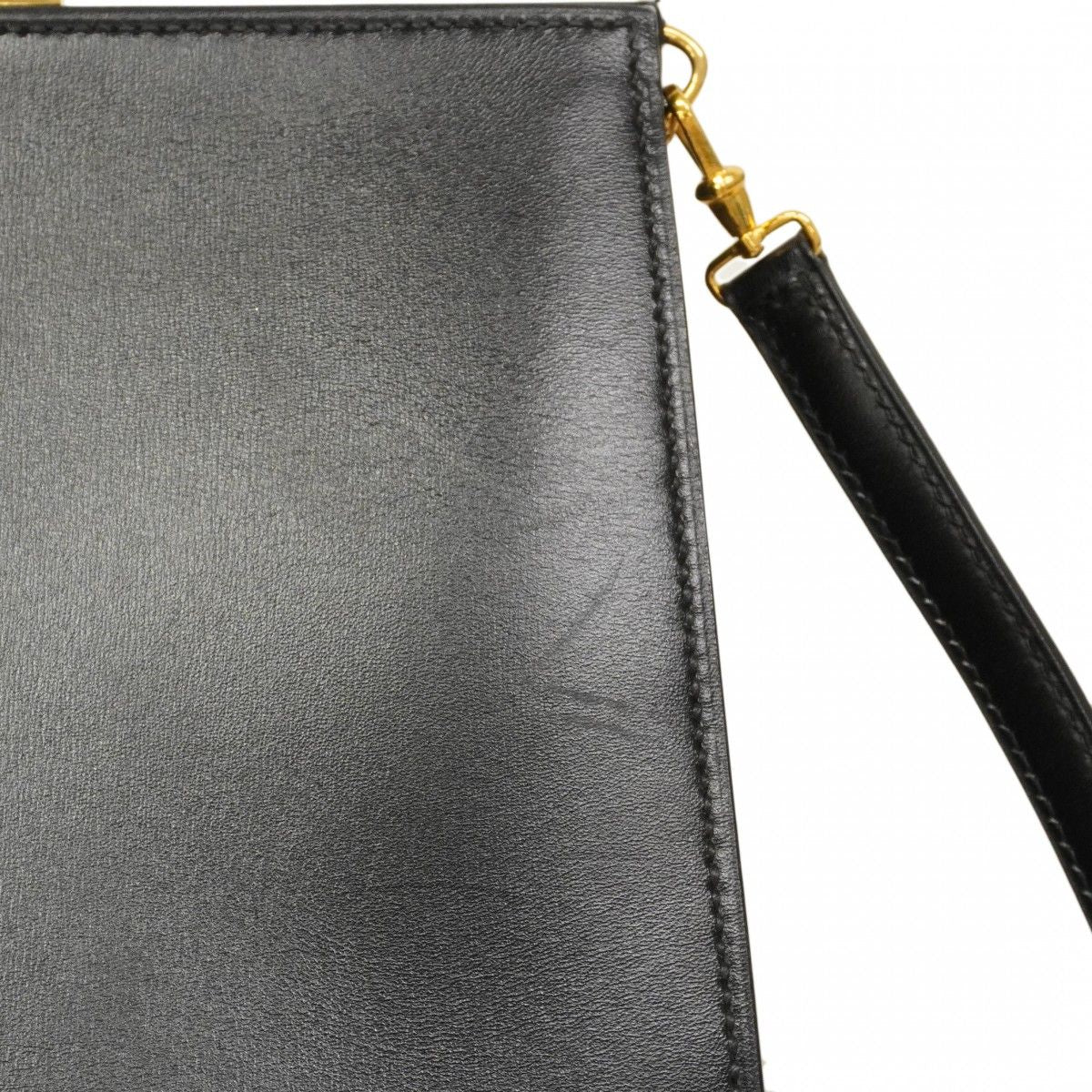 Hermes Shoulder Bag Box Calf Black Gold — view 8