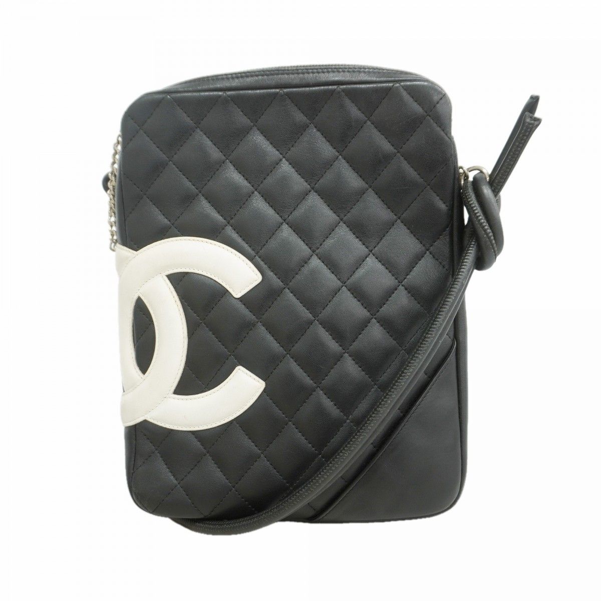 Chanel Shoulder Bag Cambon Lambskin Black Silver