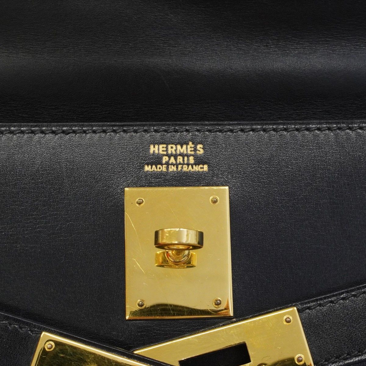 Hermes Handbag Kelly 32 Box Calf Black Gold — view 5