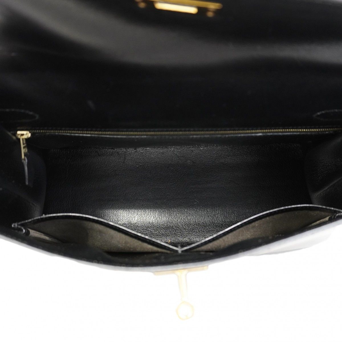 Hermes Handbag Kelly 32 Box Calf Black Gold — view 4