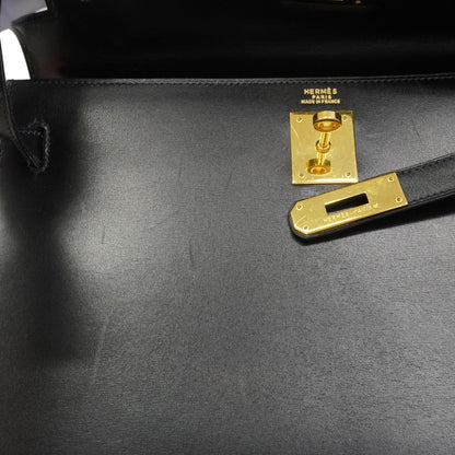 Hermes Handbag Kelly 32 Box Calf Black Gold — view 8
