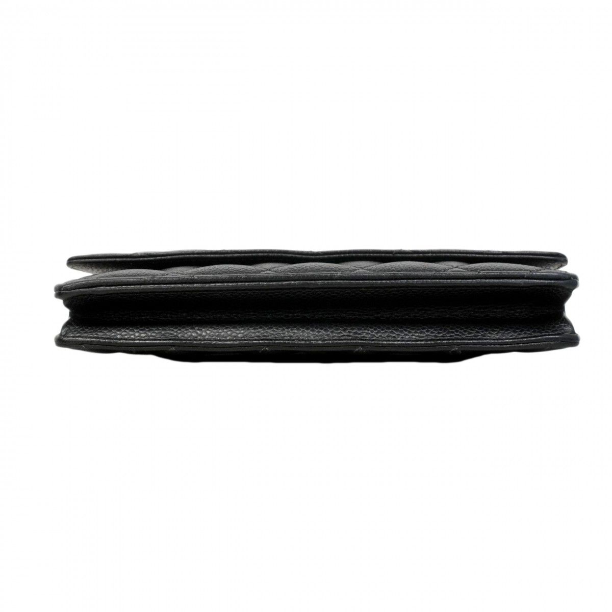 Chanel Shoulder Wallet Quilted Caviar Leather Black Gold — view 3