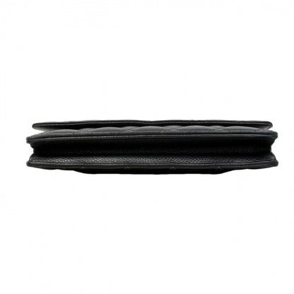 Chanel Shoulder Wallet Quilted Caviar Leather Black Gold — view 3