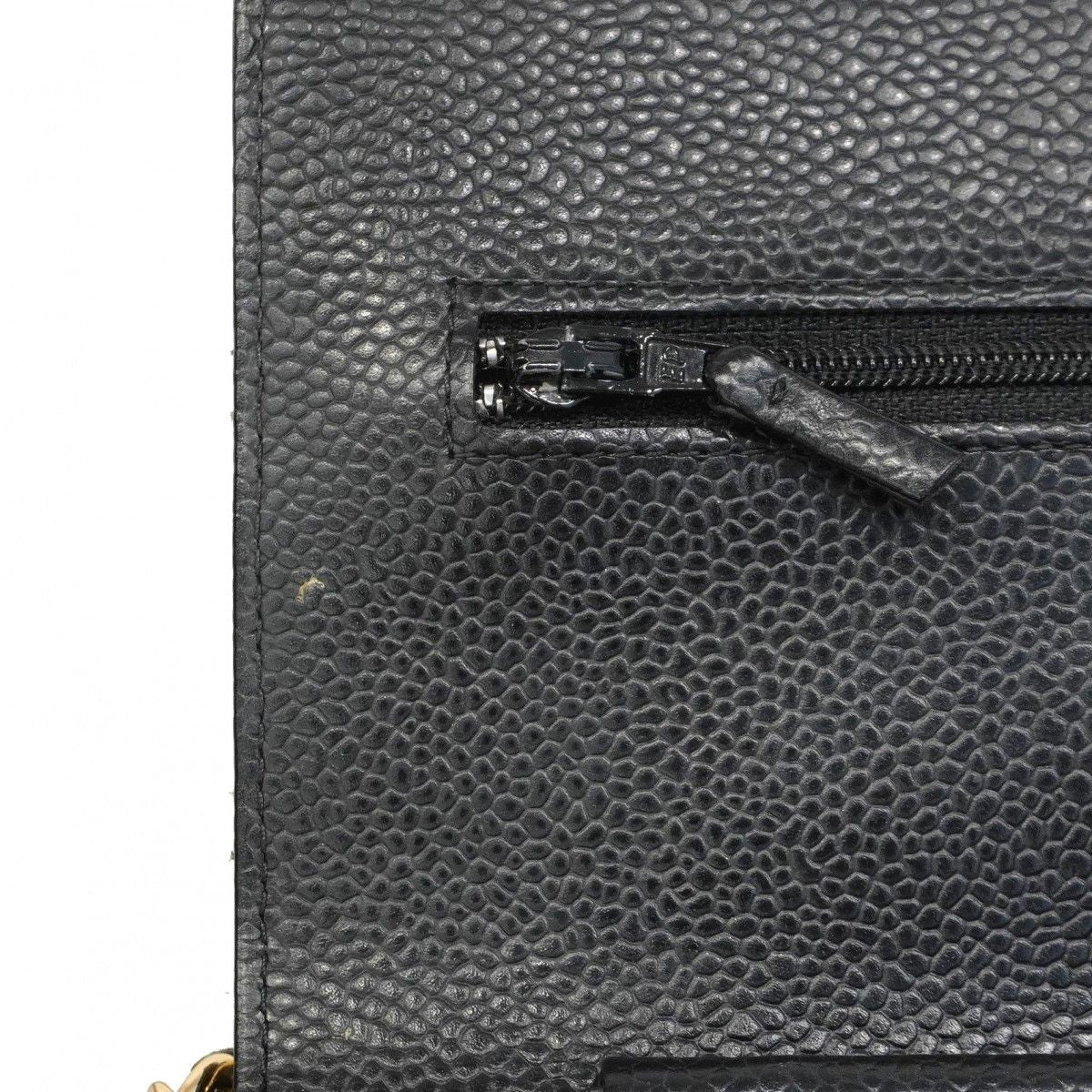 Chanel Shoulder Wallet Quilted Caviar Leather Black Gold — view 8
