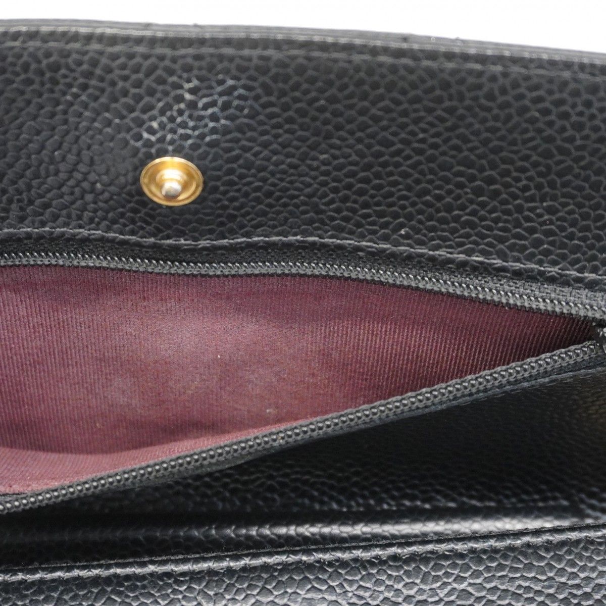 Chanel Shoulder Wallet Quilted Caviar Leather Black Gold — view 9