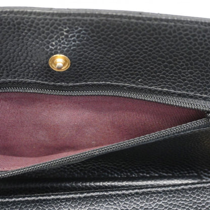 Chanel Shoulder Wallet Quilted Caviar Leather Black Gold — view 9