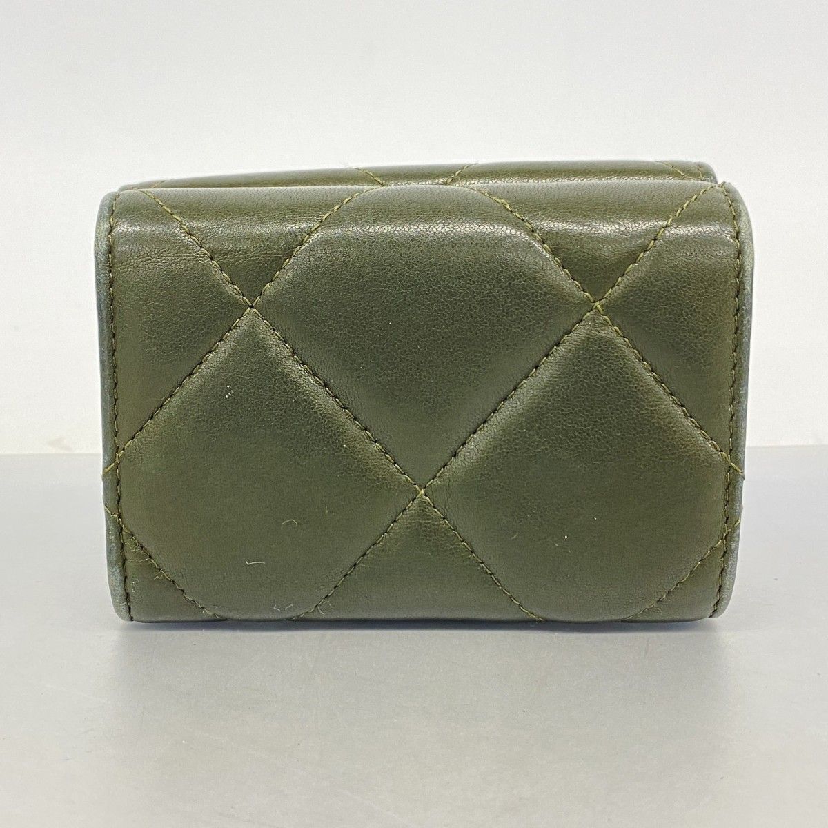 Chanel Trifold Wallet 19 Lambskin Khaki Gray Silver — view 9