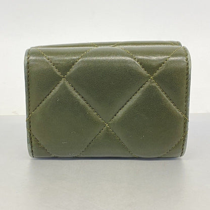 Chanel Trifold Wallet 19 Lambskin Khaki Gray Silver — view 9