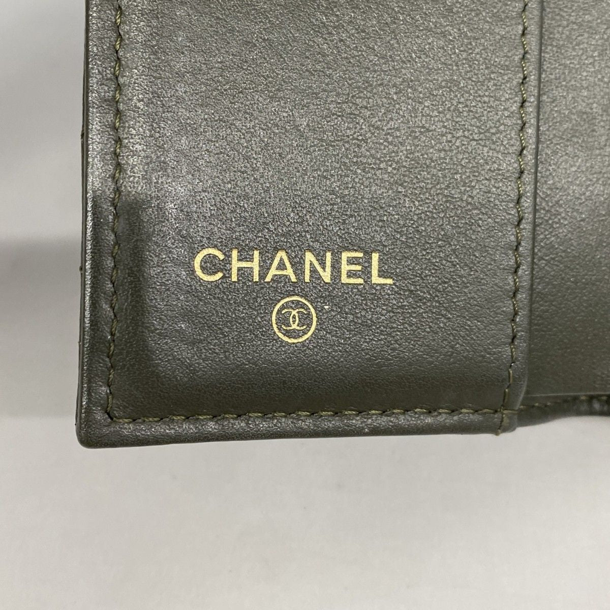 Chanel Trifold Wallet 19 Lambskin Khaki Gray Silver — view 4