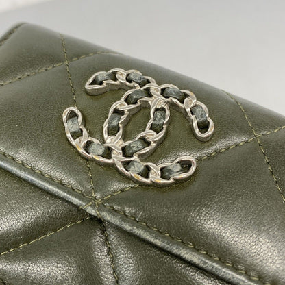Chanel Trifold Wallet 19 Lambskin Khaki Gray Silver — view 8