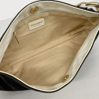 Chanel Handbag Canvas Black White Champagne Gold — view 4